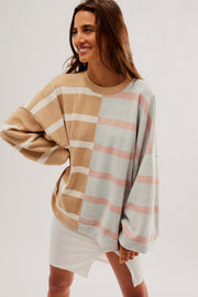 FREE PEOPLE UPTOWN PULLOVER - CAMEL GREY COMBO