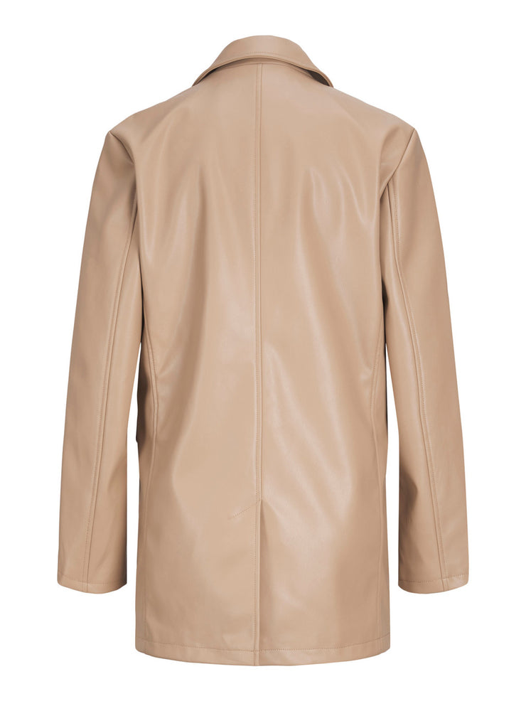 MARY LONG LEATHER BLAZER - INCENSE