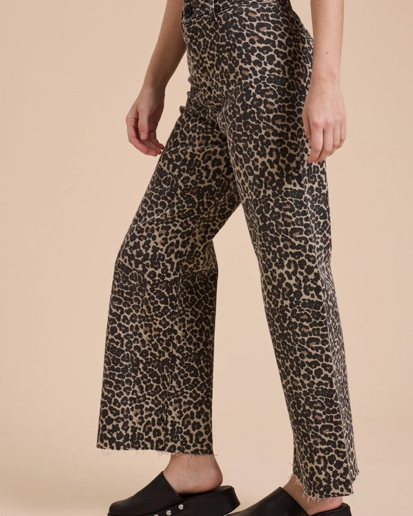OLIVIA LEOPARD PRINT PANTS - BLACK