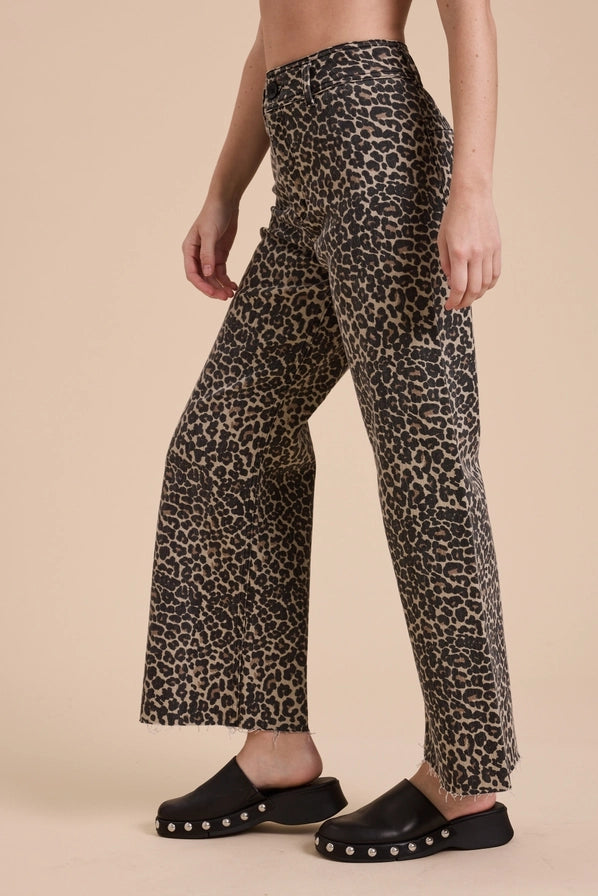 OLIVIA LEOPARD PRINT PANTS - BLACK