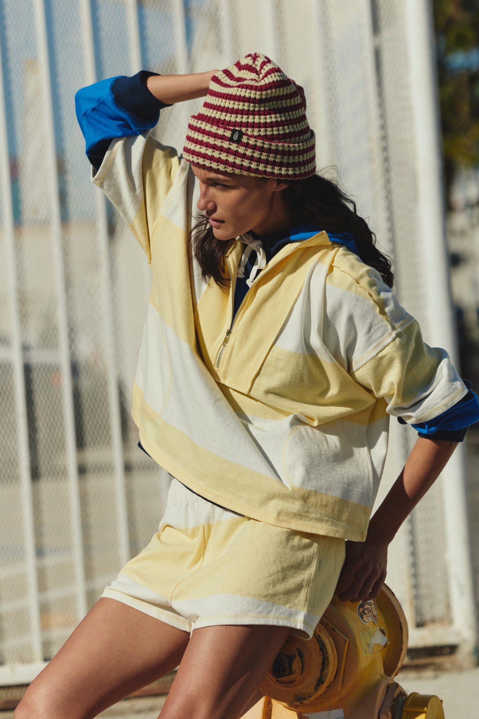 FREE PEOPLE RETRO RUGBY SHORTS SET - SUNLIT YELLOW