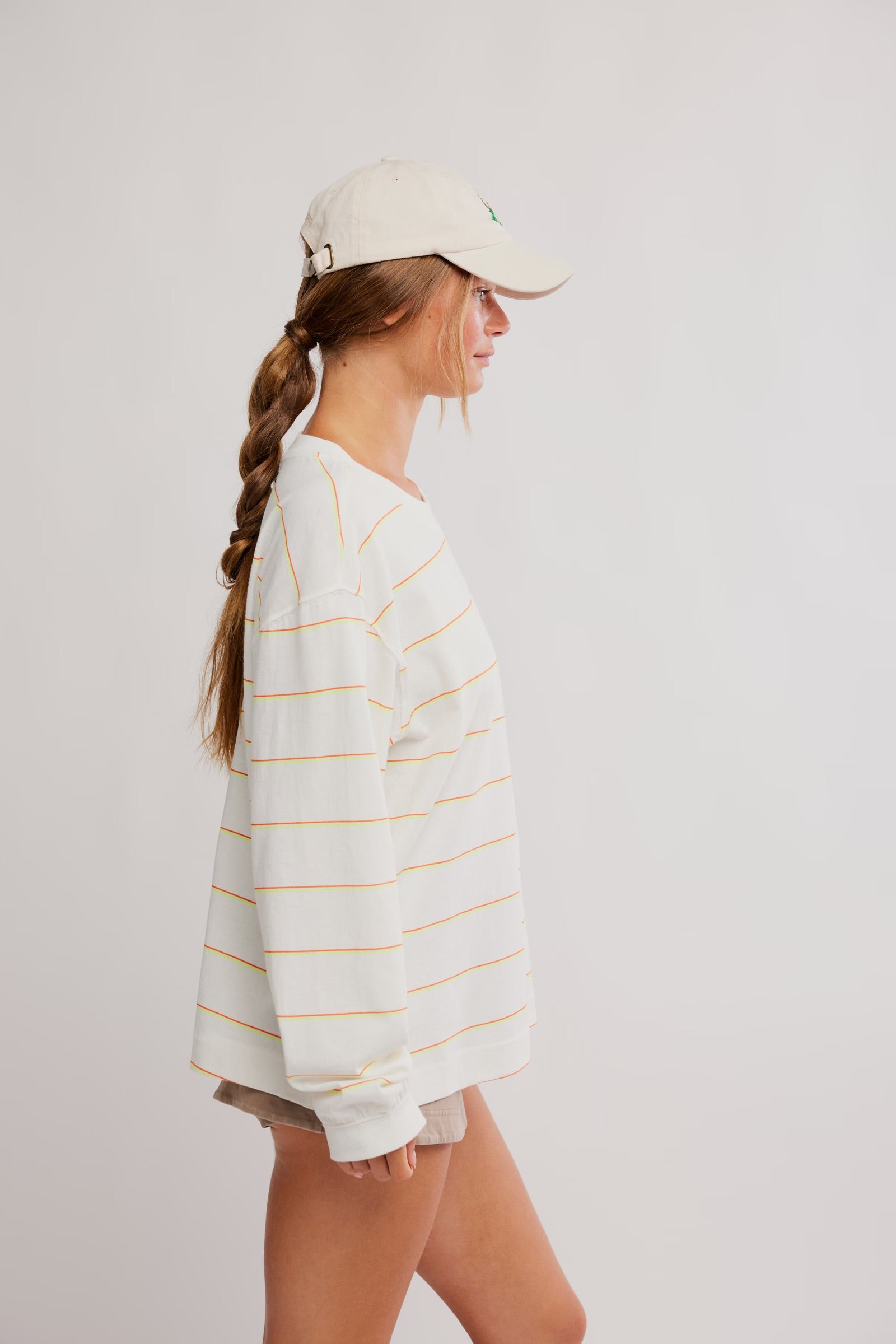 FREE PEOPLE HUSTLE LAYER TOP - AWNING STRIPE IVORY