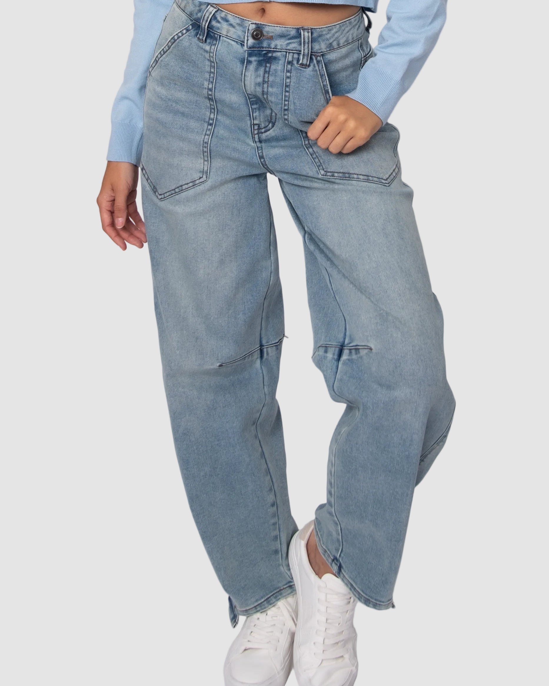 MILLA STRETCH PANTS - LIGHT WASH DENIM