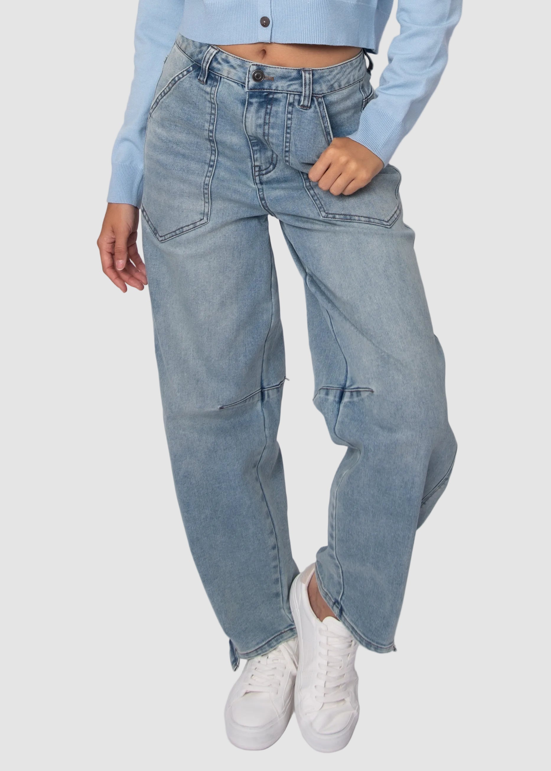 MILLA STRETCH PANTS - LIGHT WASH DENIM