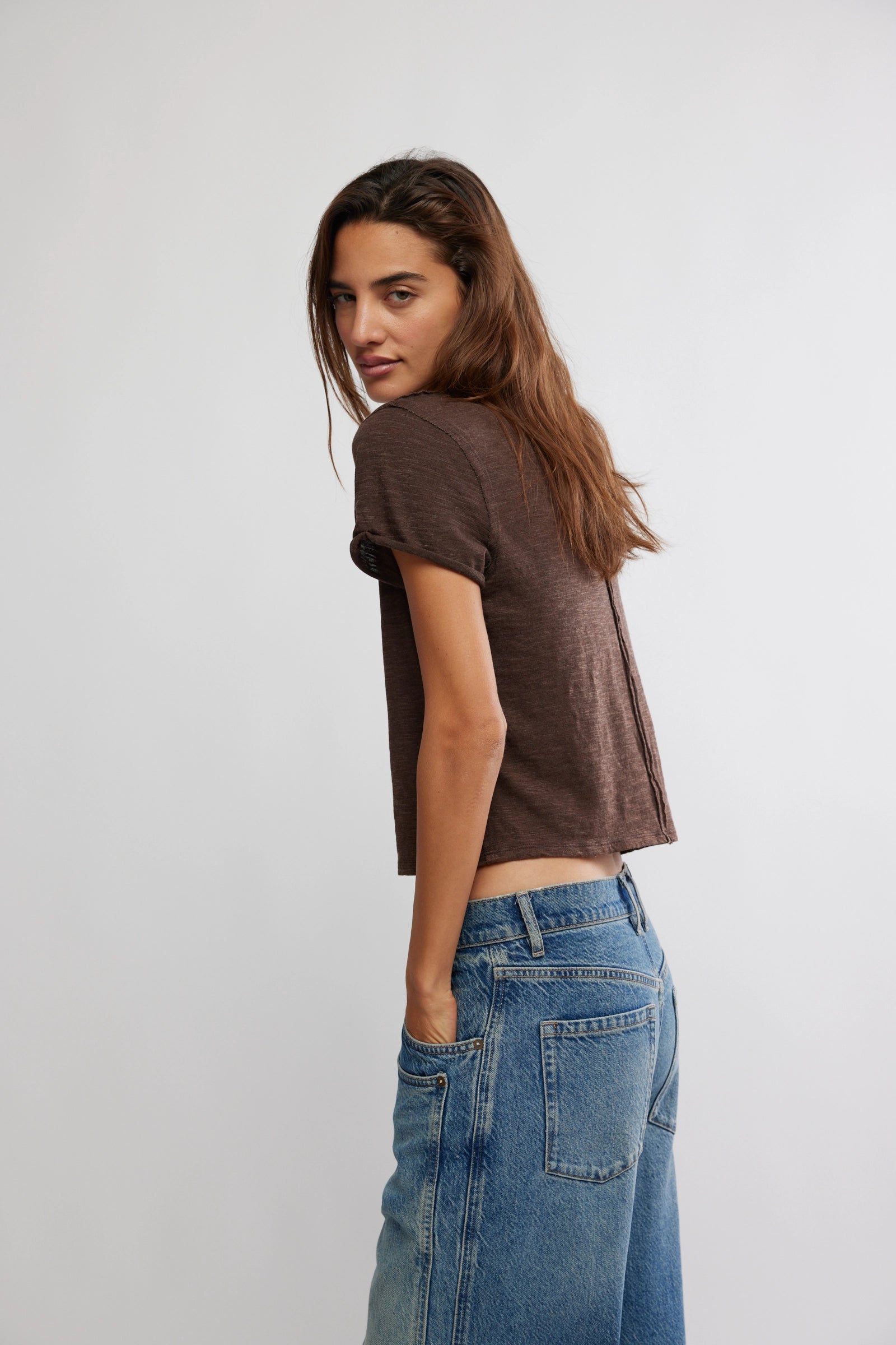 FREE PEOPLE TAKE TWO TEE - DOUBLE ESPRESSO