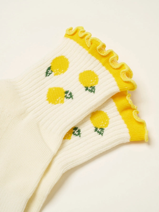 EFFORTLESS CLUB RUFFLED GRIP SOCKS - LEMON