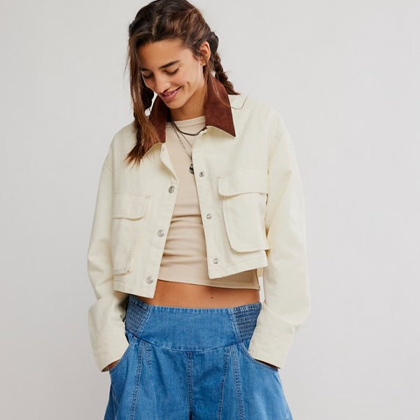 FREE PEOPLE MARTHA WORKWEAR JACKET - ECRU