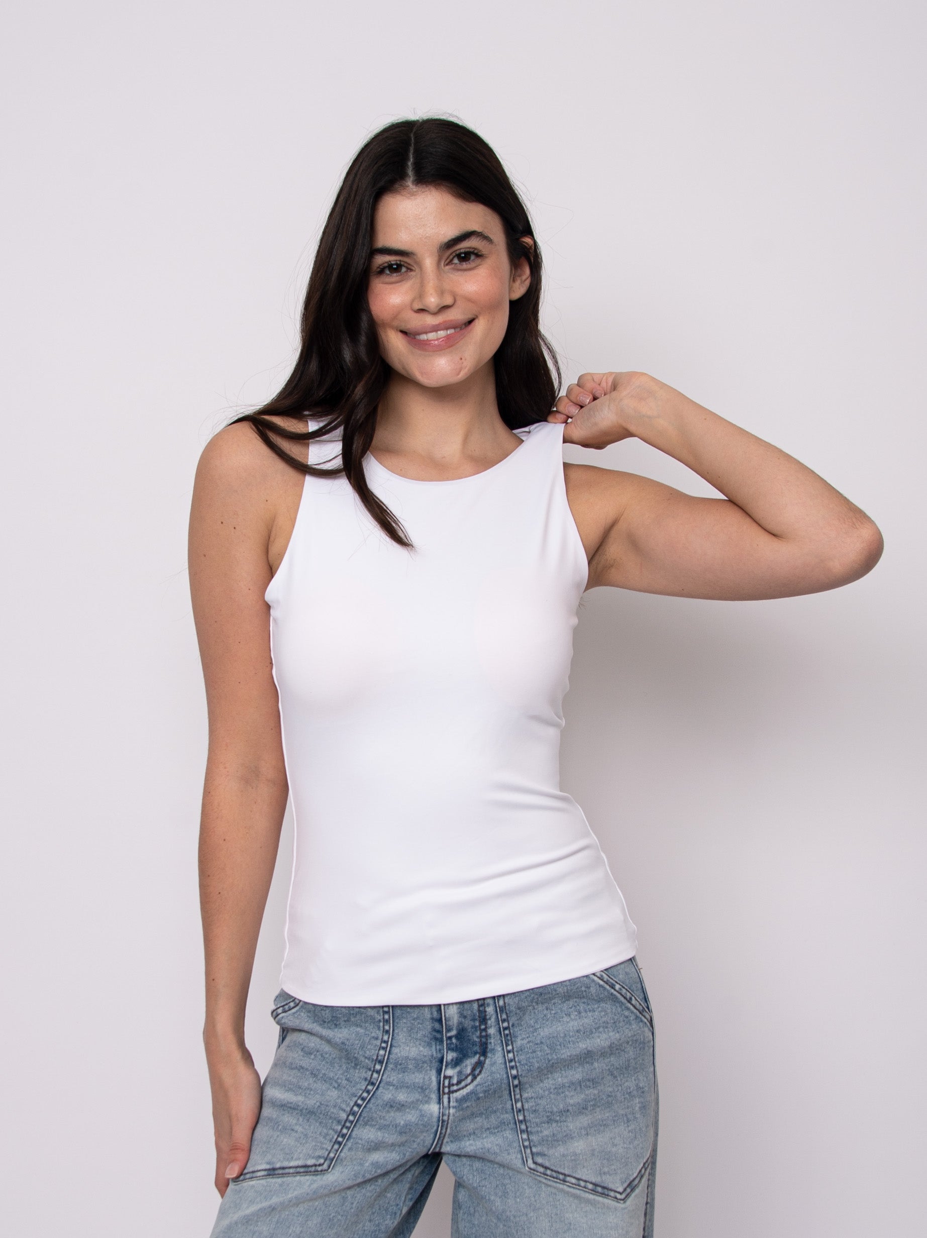 MARIA BUILT IN BRA MUSCLE TANK - WHITE