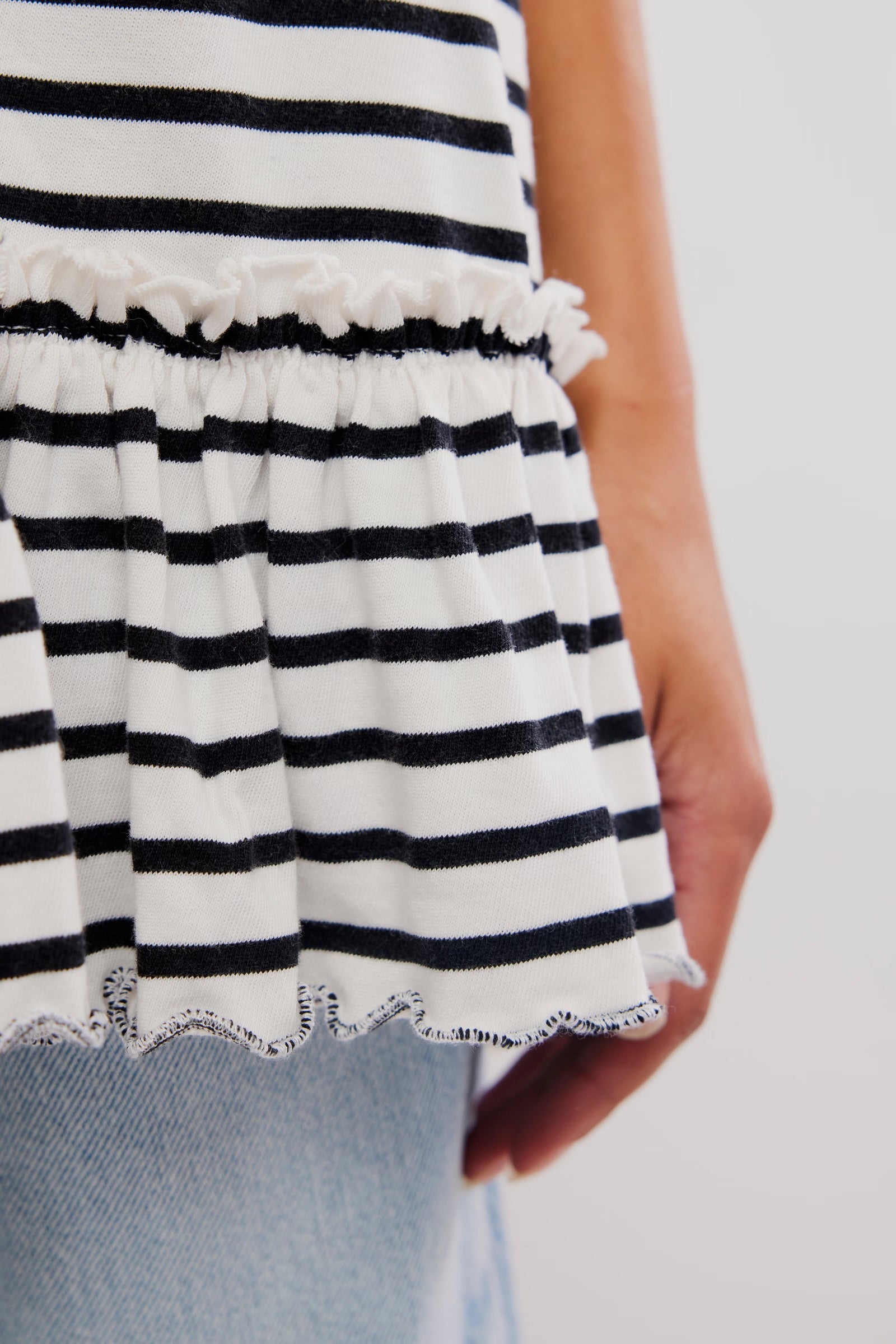 FREE PEOPLE WHY YES STRIPED TEE - BLACK + WHITE COMBO