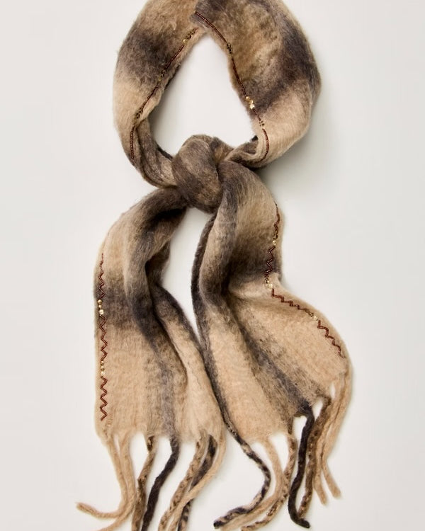 FREE PEOPLE HIGHLAND SKINNY SCARF - NEUTRAL COMBO