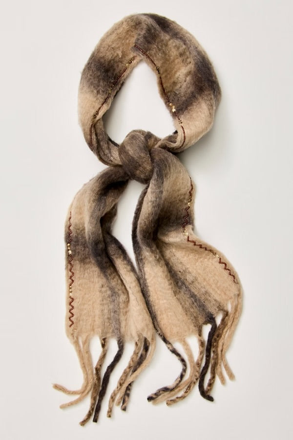 FREE PEOPLE HIGHLAND SKINNY SCARF - NEUTRAL COMBO