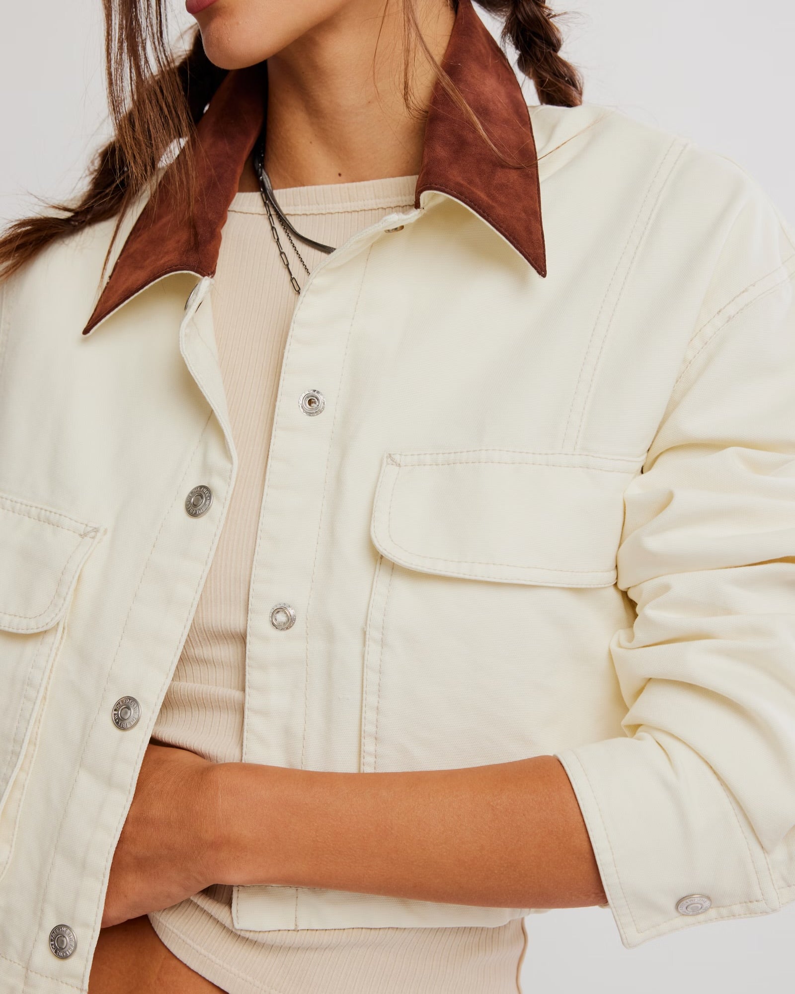 FREE PEOPLE MARTHA WORKWEAR JACKET - ECRU