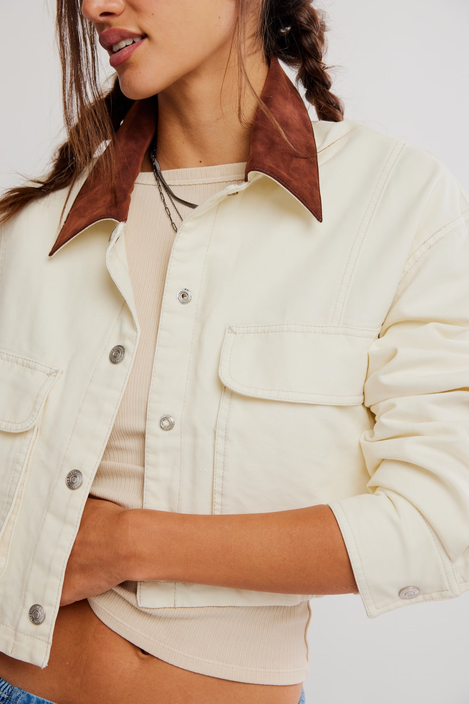 FREE PEOPLE MARTHA WORKWEAR JACKET - ECRU