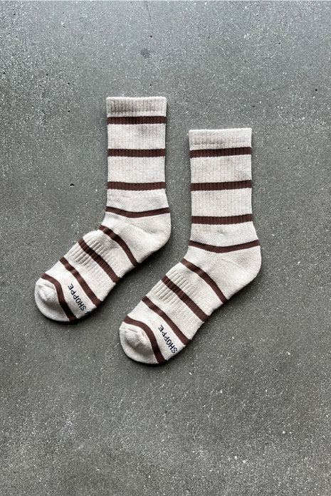 LE BON SHOPPE BOYFRIEND STRIPE SOCKS - FLAX