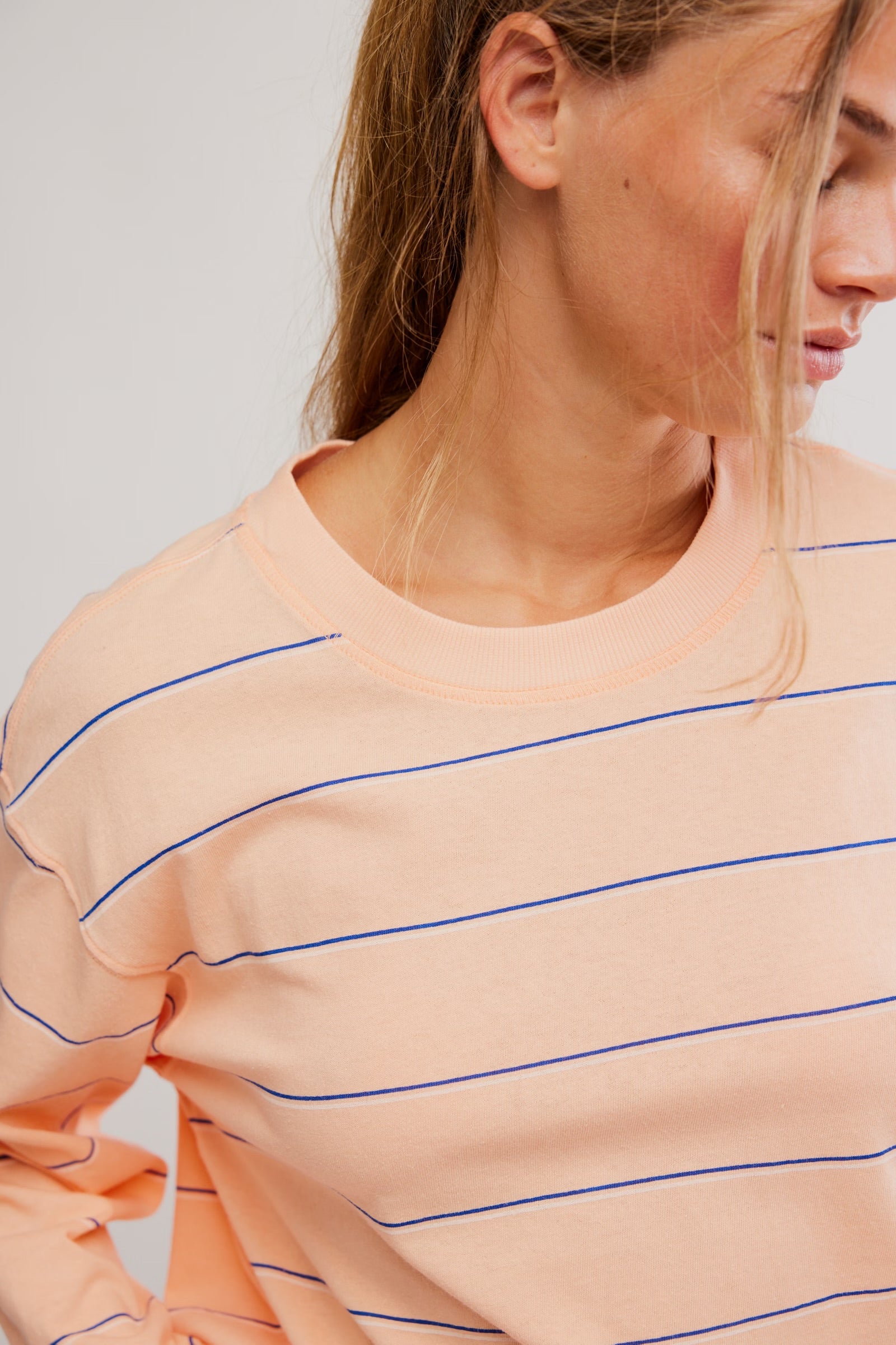 FREE PEOPLE HUSTLE LAYER TOP - AWNING STRIPE PEACH
