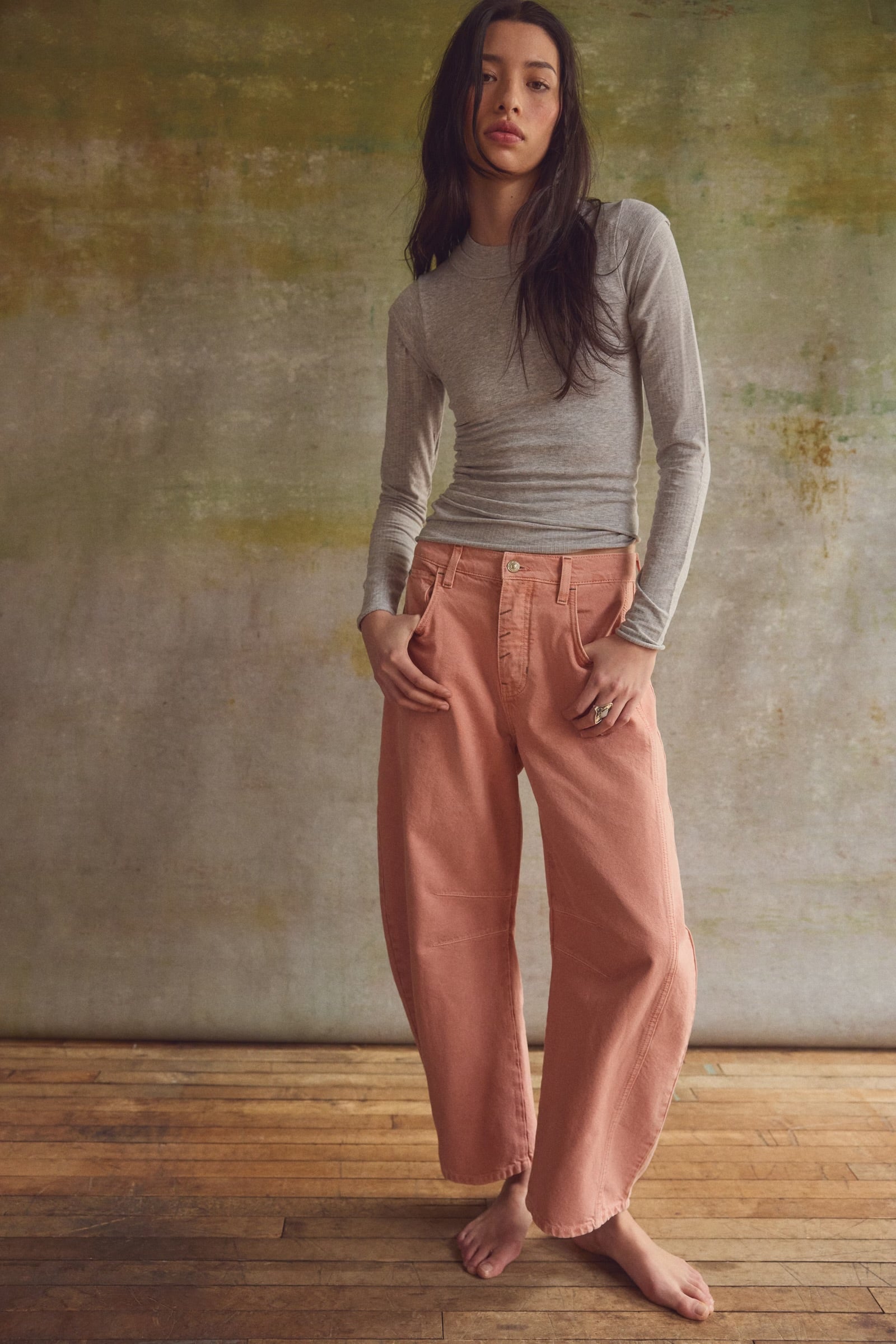 FREE PEOPLE GOOD LUCK BARREL PANT - DESERT PETAL