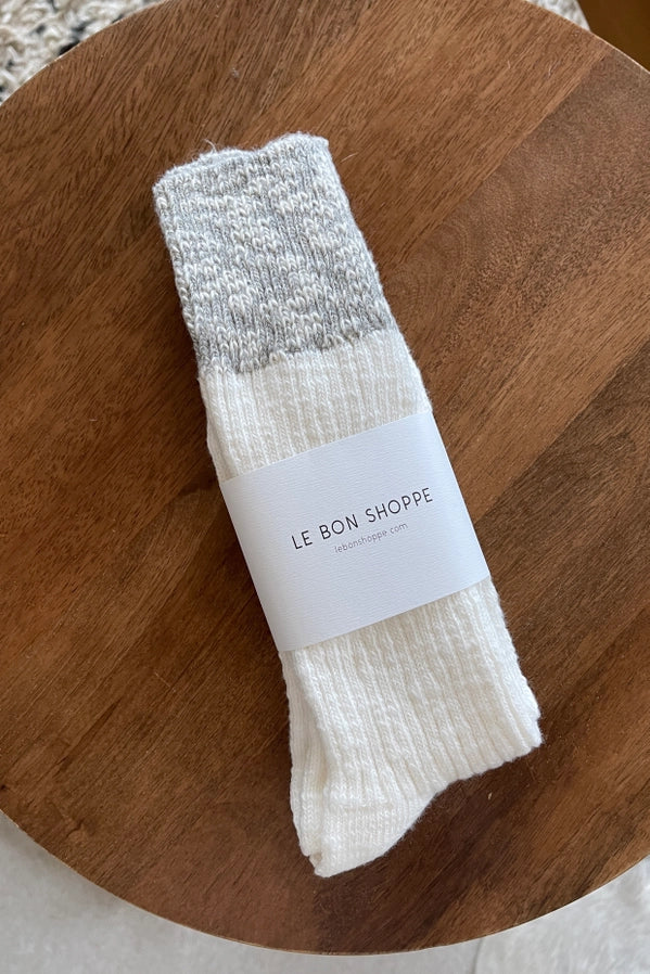 LE BON SHOPPE COLOUR BLACK COTTAGE SOCKS - WHITE /GREY