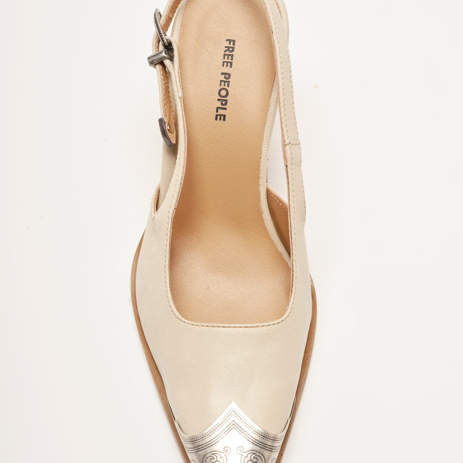 FREE PEOPLE BRAYDEN SLINGBACK HEELS - BONE LEATHER