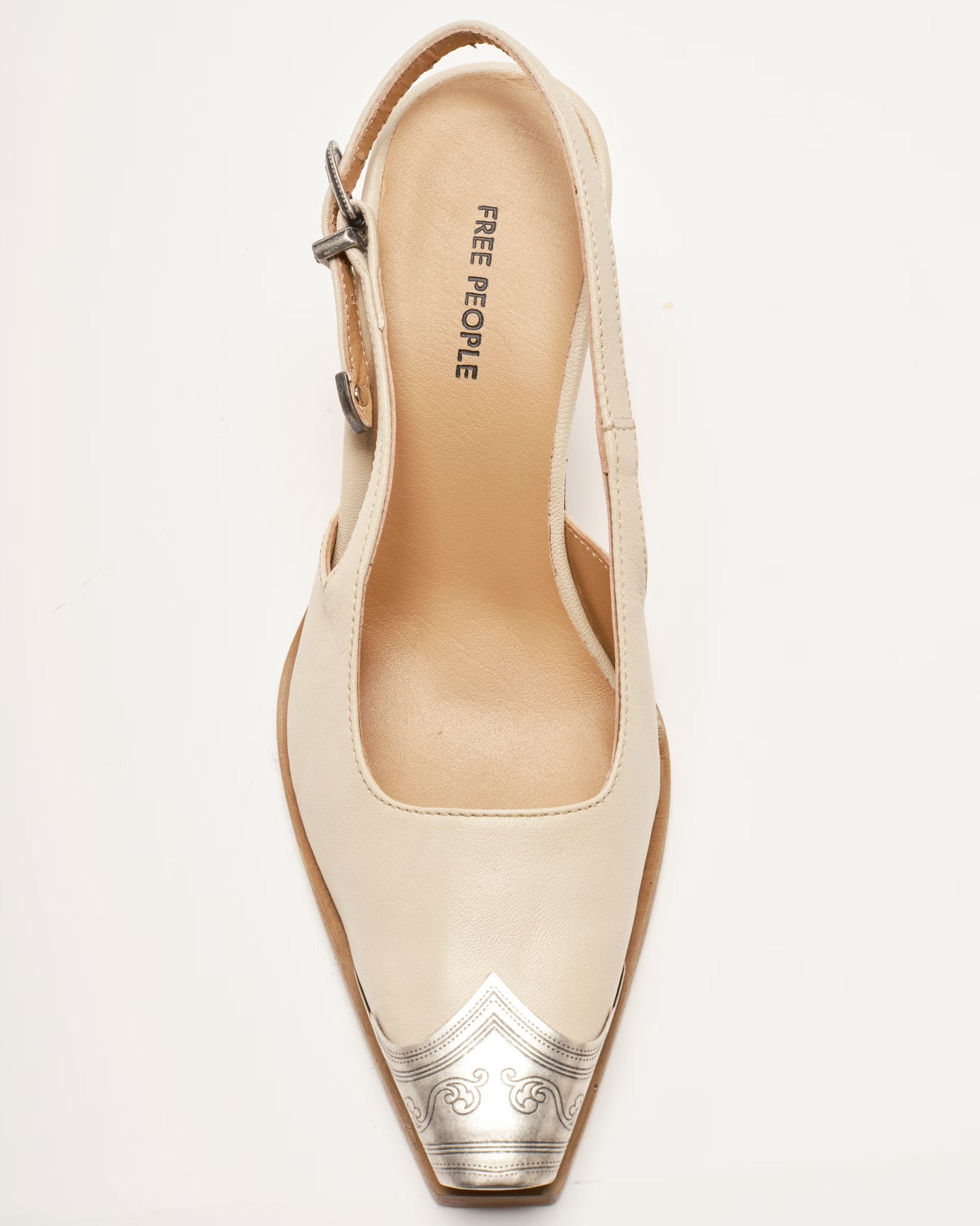 FREE PEOPLE BRAYDEN SLINGBACK HEELS - BONE LEATHER