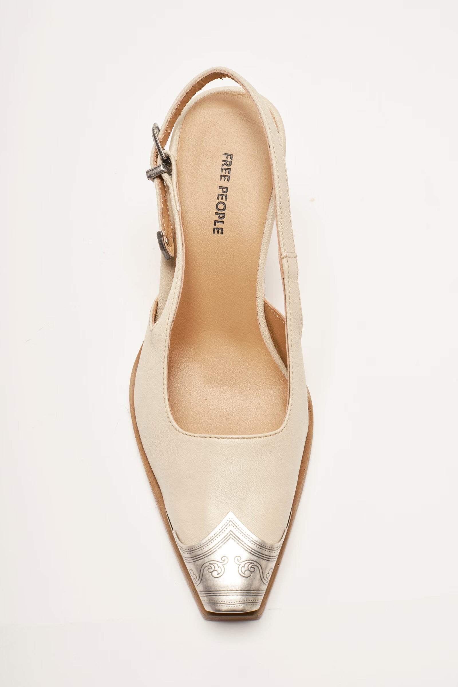 FREE PEOPLE BRAYDEN SLINGBACK HEELS - BONE LEATHER