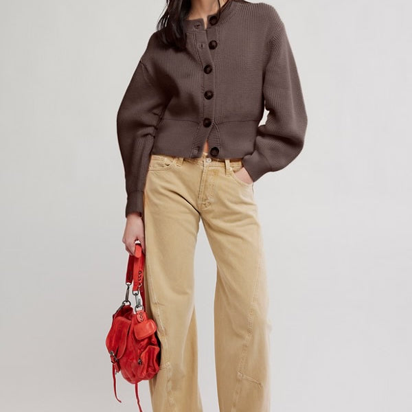 FREE PEOPLE VIENNA CARDIGAN - COFFEE BEAN