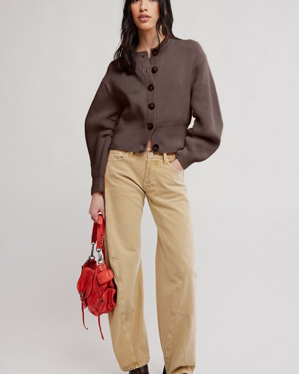 FREE PEOPLE VIENNA CARDIGAN - COFFEE BEAN