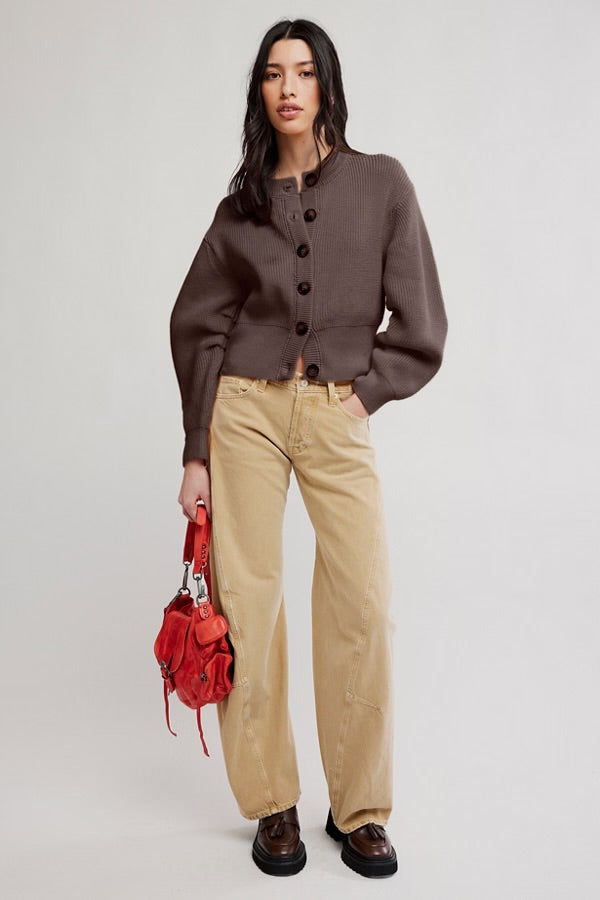 FREE PEOPLE VIENNA CARDIGAN - COFFEE BEAN