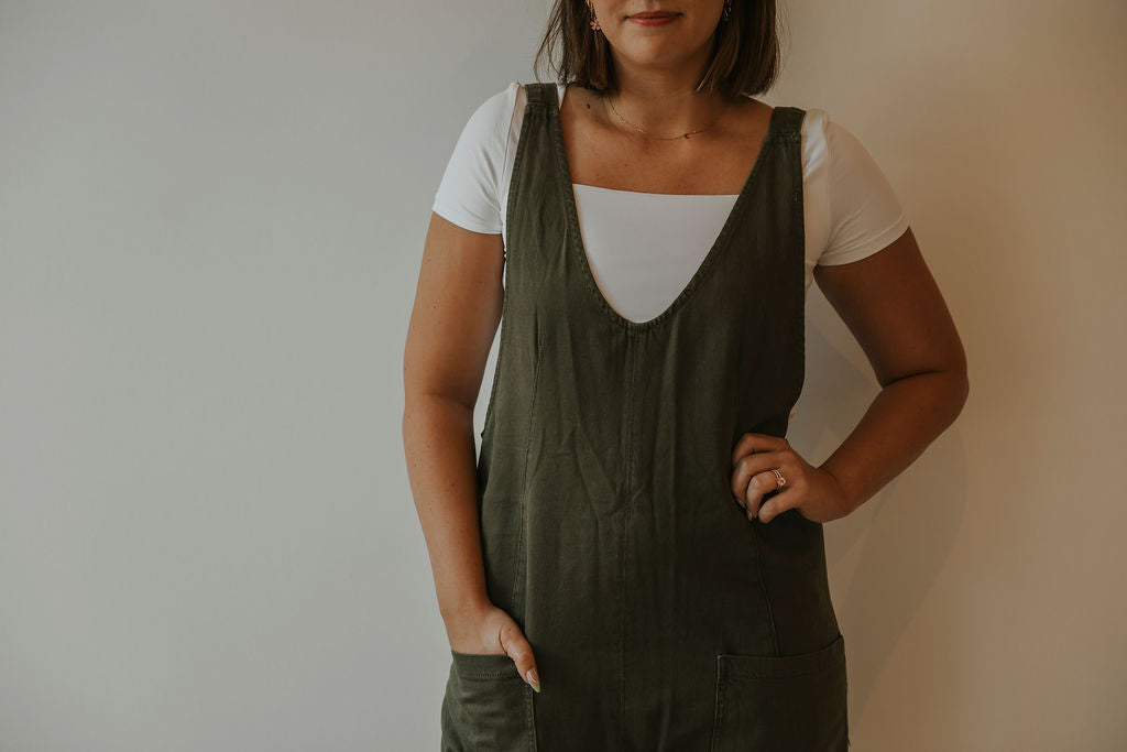 FREE PEOPLE HIGH ROLLER JUMPSUIT - MOSS STONE - LAST SIZE L