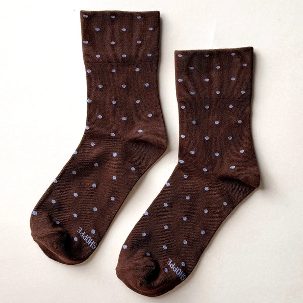 LE BON SHOPPE PRINTED SNEAKER SOCKS - CHOCOLATE BLUE
