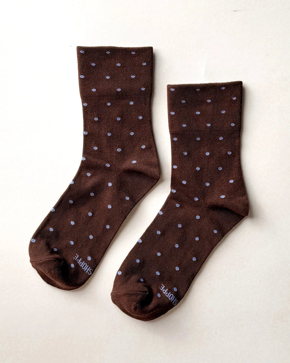LE BON SHOPPE PRINTED SNEAKER SOCKS - CHOCOLATE BLUE