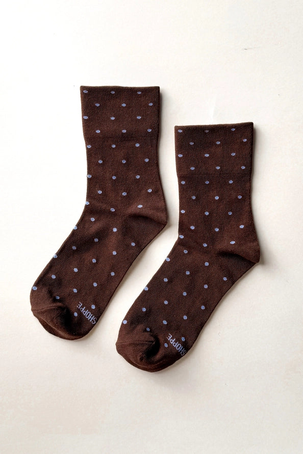 LE BON SHOPPE PRINTED SNEAKER SOCKS - CHOCOLATE BLUE