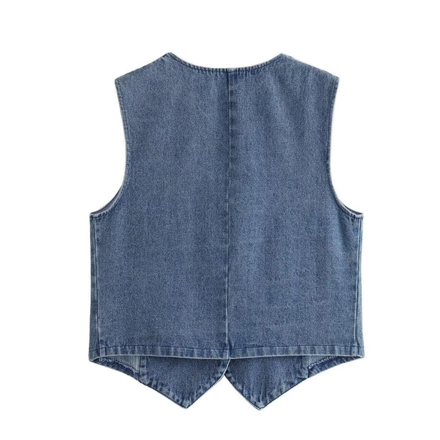 DAN DENIM VEST - MEDIUM WASH