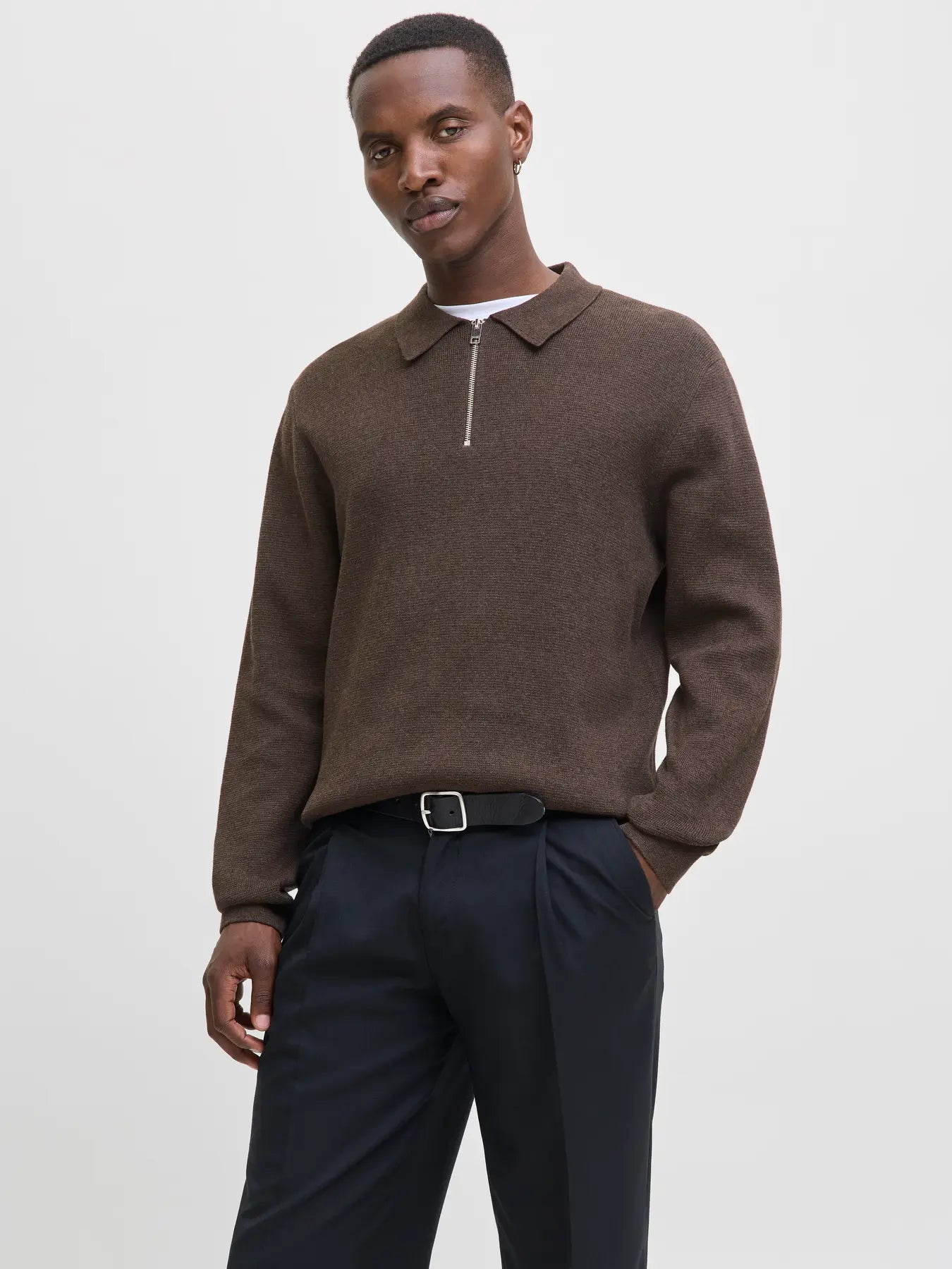 JJ MILANO KNIT ZIP POLO PULLOVER - DELICIOSO MELANGE