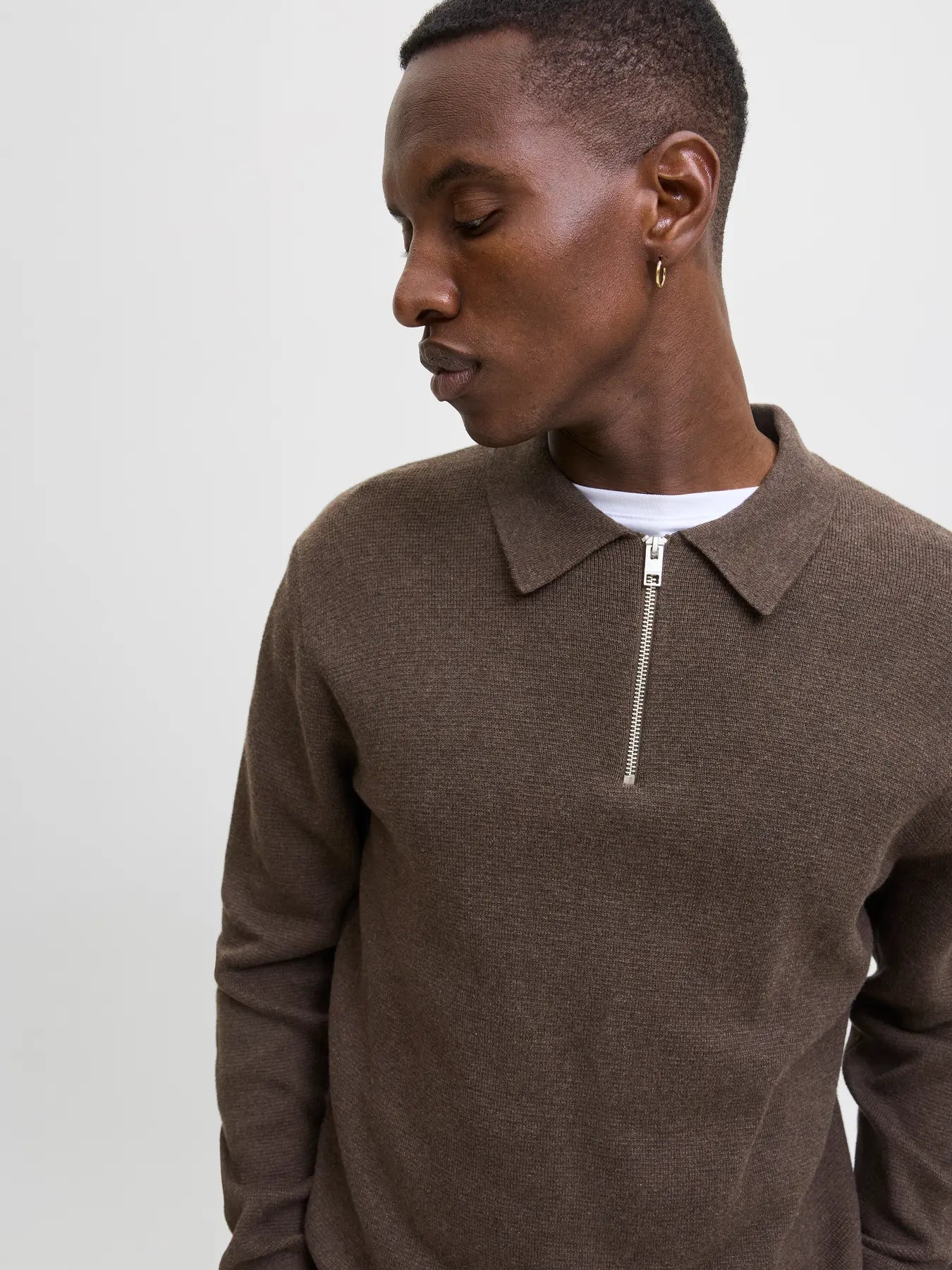 JJ MILANO KNIT ZIP POLO PULLOVER - DELICIOSO MELANGE