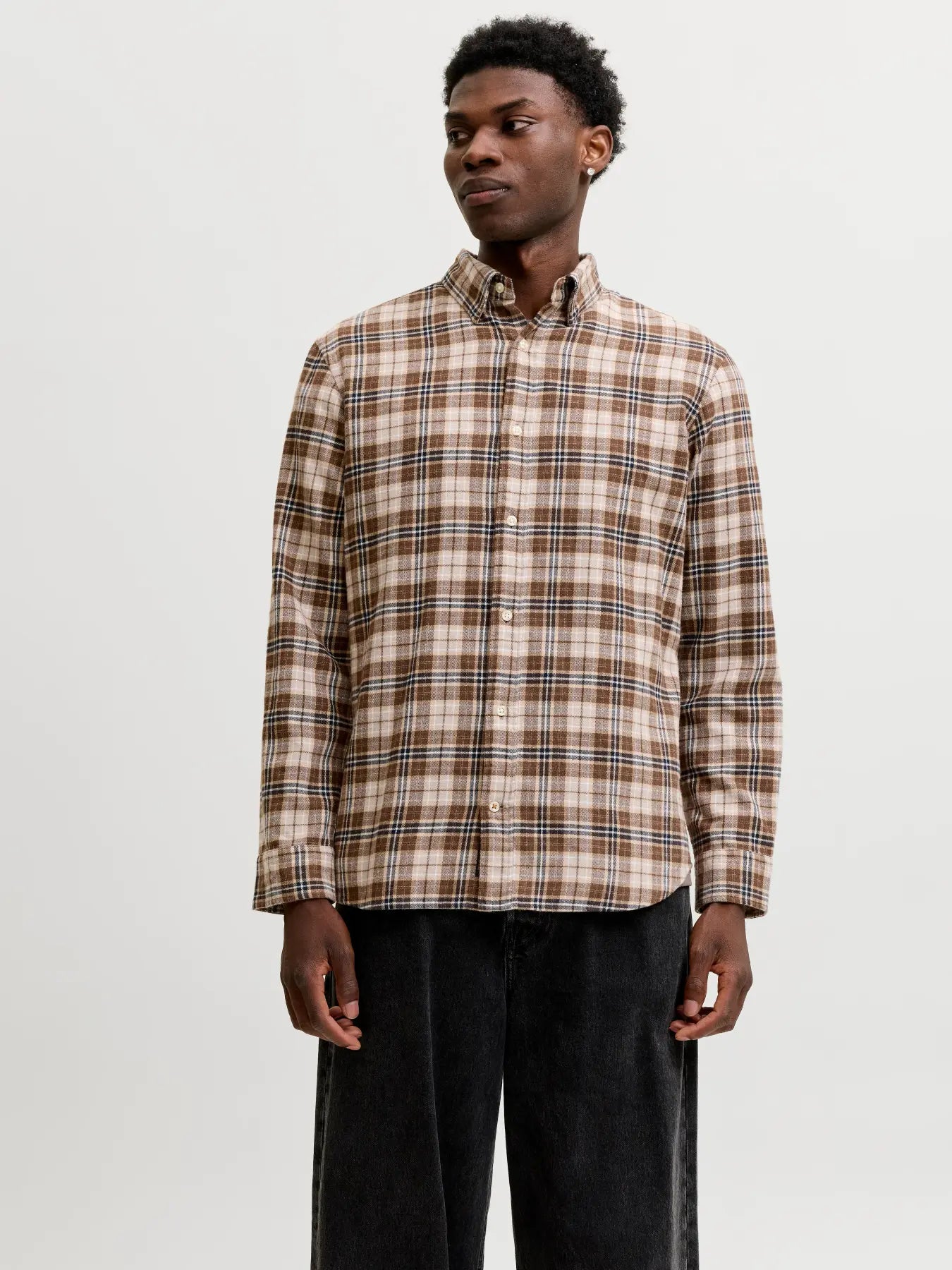 JJ FIELD CHECK BUTTON DOWN SHIRT - COCOA