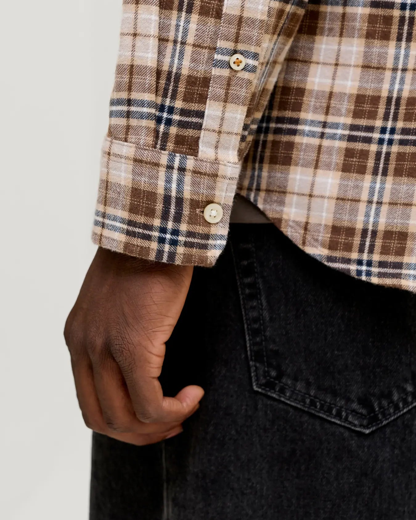 JJ FIELD CHECK BUTTON DOWN SHIRT - COCOA