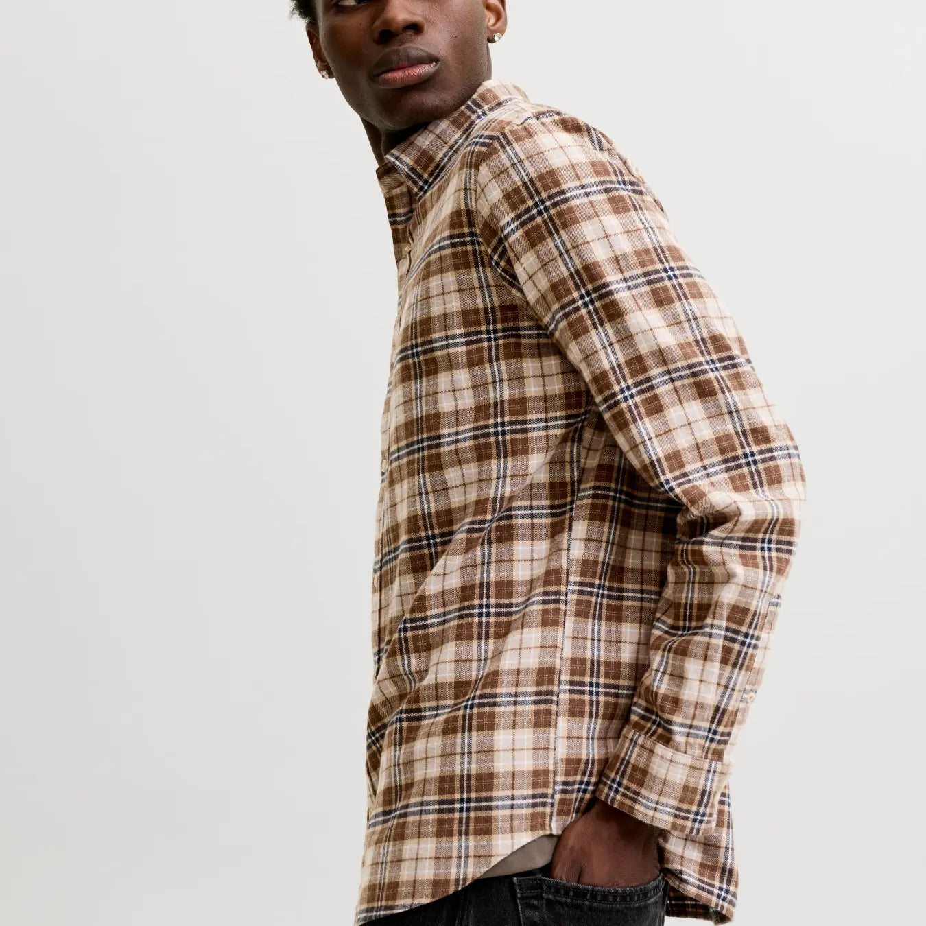 JJ FIELD CHECK BUTTON DOWN SHIRT - COCOA