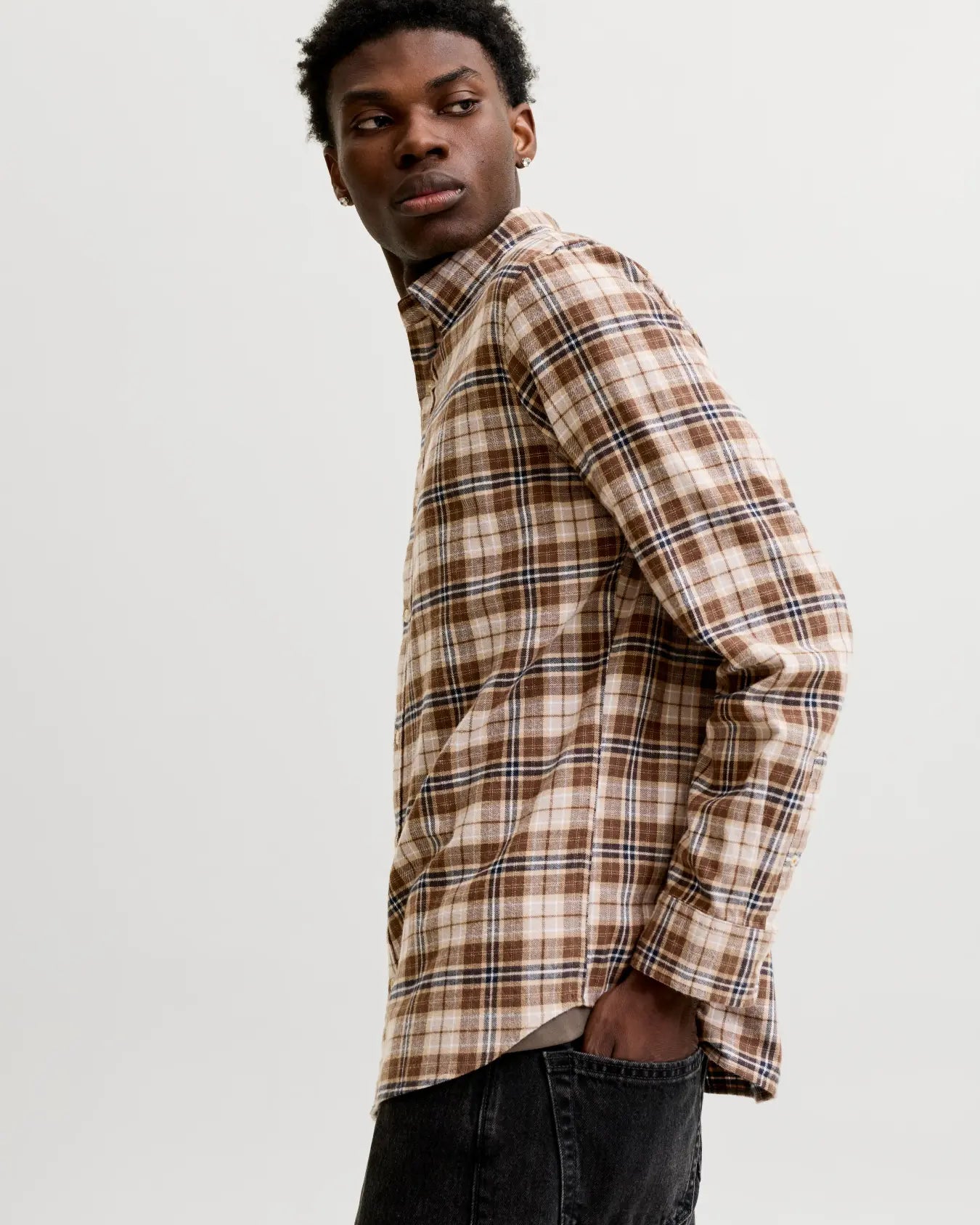 JJ FIELD CHECK BUTTON DOWN SHIRT - COCOA
