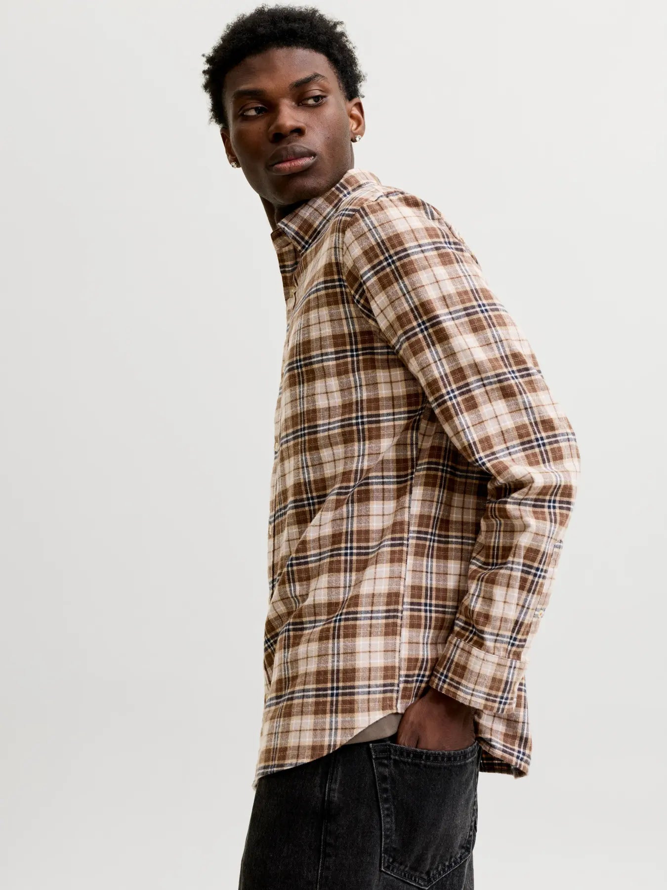 JJ FIELD CHECK BUTTON DOWN SHIRT - COCOA