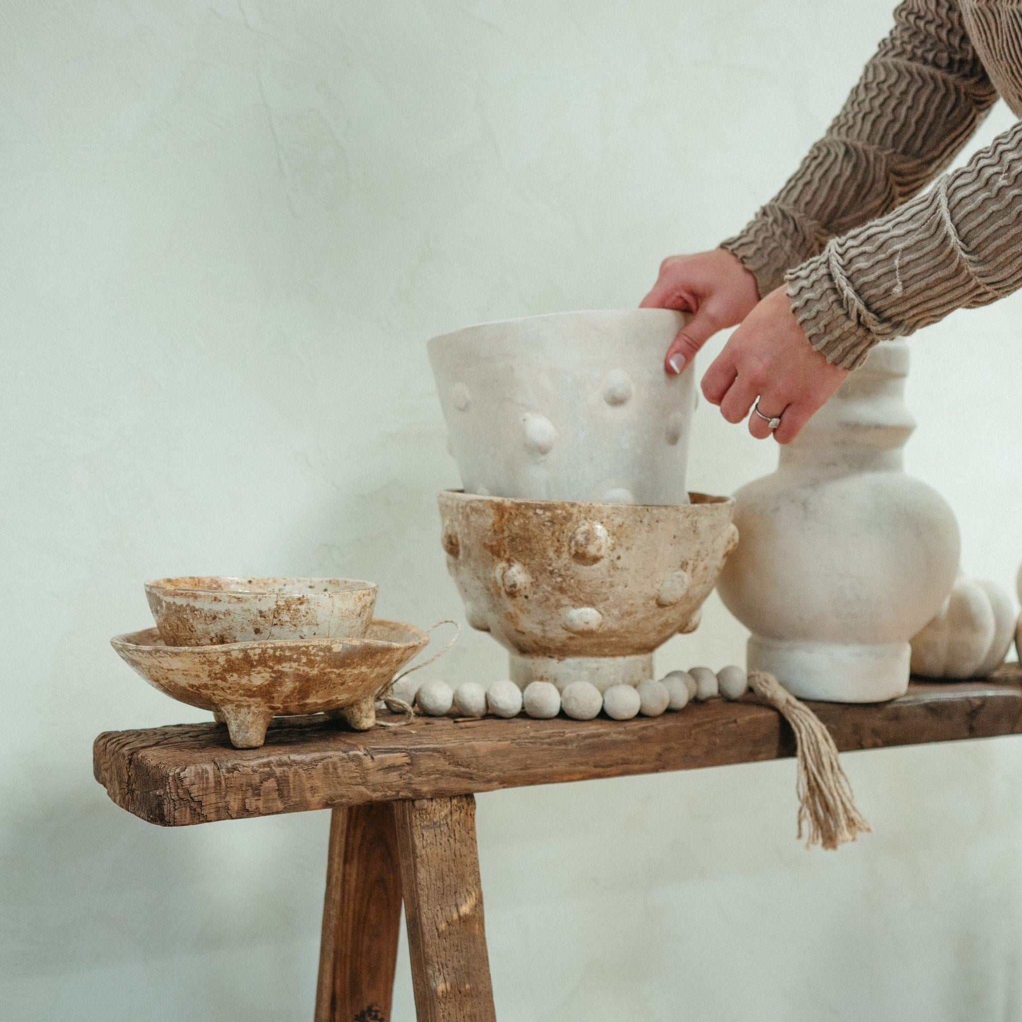 CURIO PAPER MACHE BOWL - NATURAL