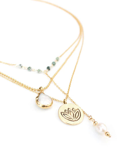 LOTUS LAYERED NECKLACE - GOLD