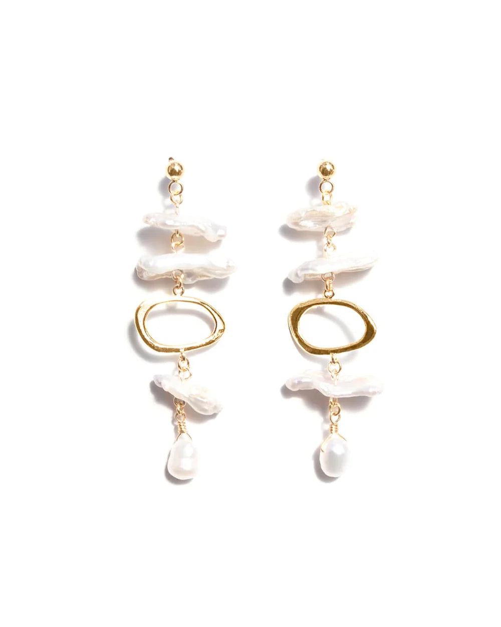 BIWA PEARL EARRINGS - GOLD