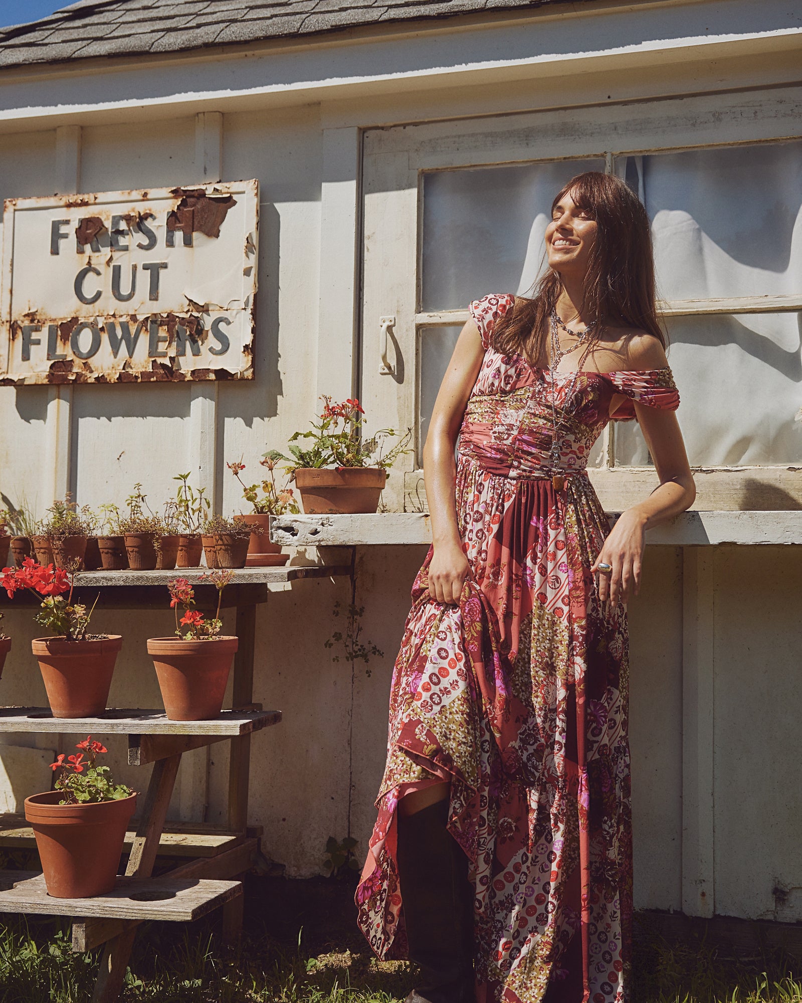 FREE PEOPLE SASHA PRINTED MAXI DRESS - STRAWBERRY COMBO
