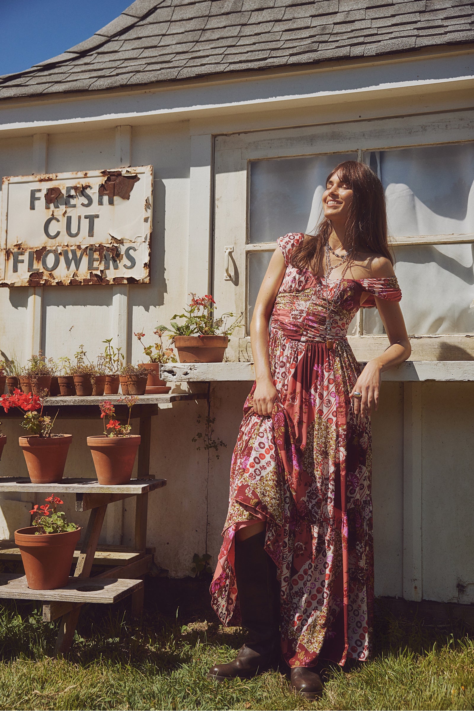FREE PEOPLE SASHA PRINTED MAXI DRESS - STRAWBERRY COMBO