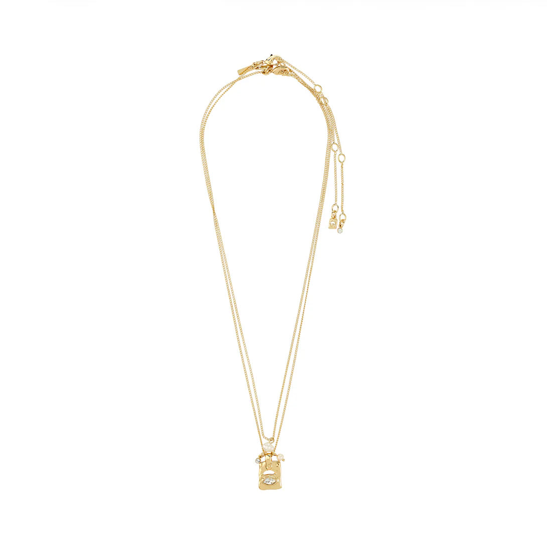 PILGRIM FIRE RECYCLED CRYSTAL 2-IN-1 NECKLACE - GOLD