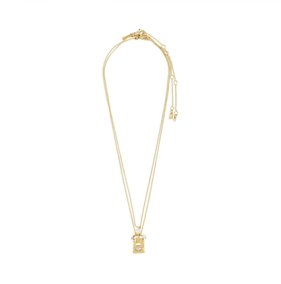 PILGRIM FIRE RECYCLED CRYSTAL 2-IN-1 NECKLACE - GOLD