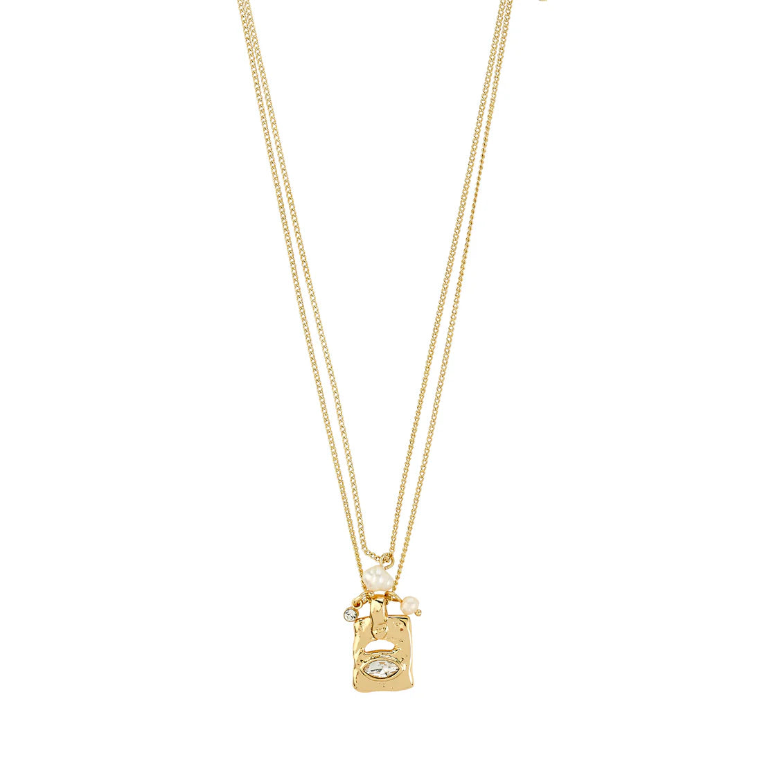 PILGRIM FIRE RECYCLED CRYSTAL 2-IN-1 NECKLACE - GOLD