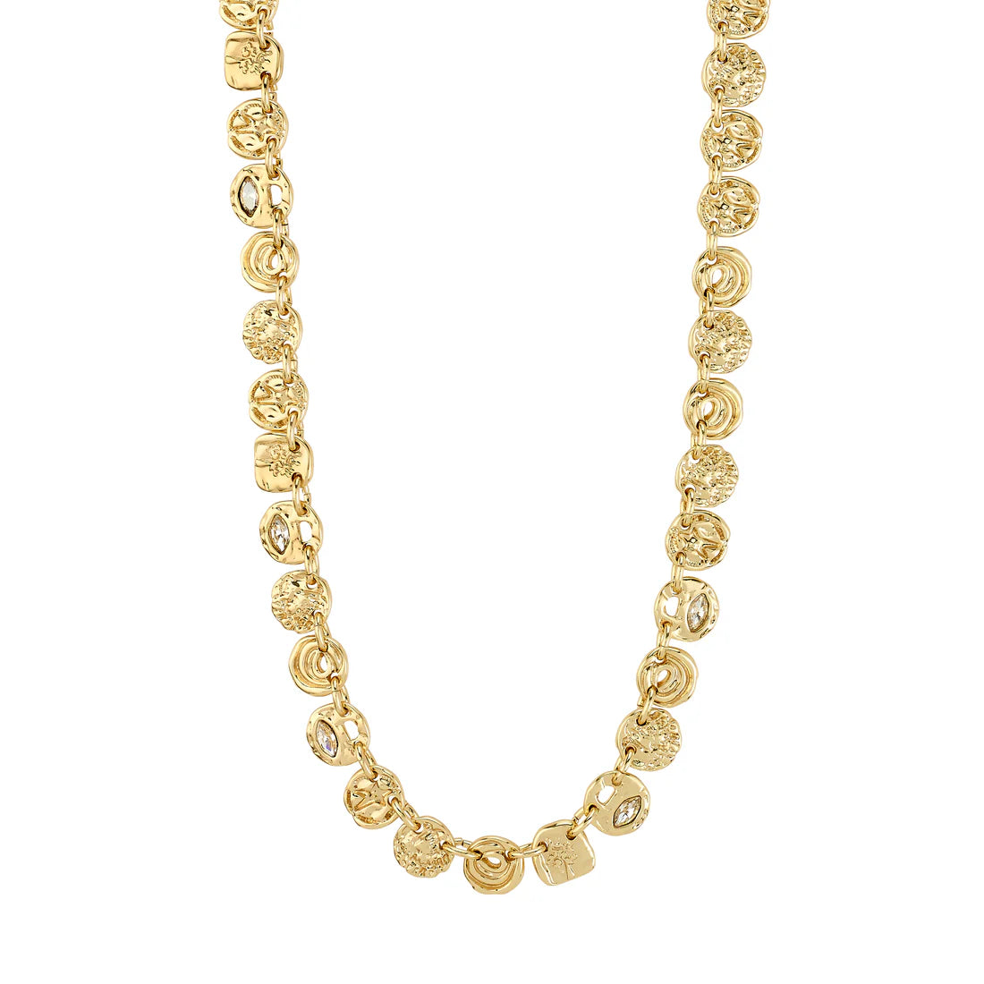 PILGRIM FIRE RECYCLED COINS & CRYSTAL NECKLACE  - GOLD