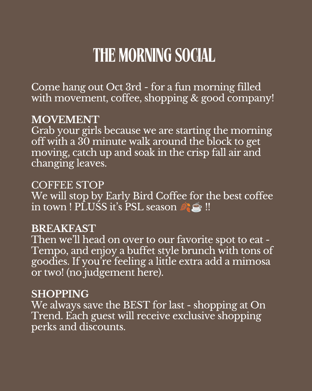 THE FALL SOCIAL - OCT 3RD