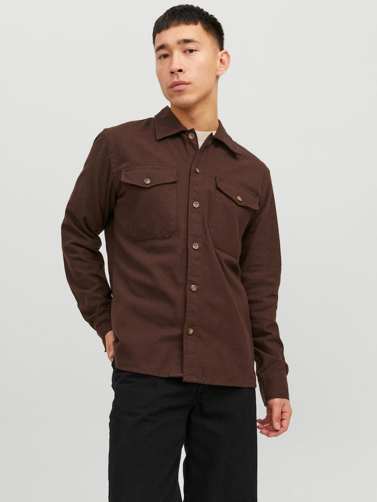 EDDIE SOLID OVERSHIRT - SEAL BROWN